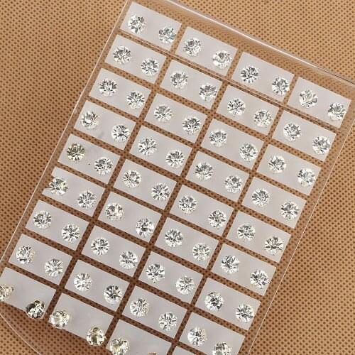 Wholesale Fashion Female Women 72pcs 6mm Clear Austria Cubic Zirconia Stud Earrings for Mens Earring Flea market Jewelry A-407