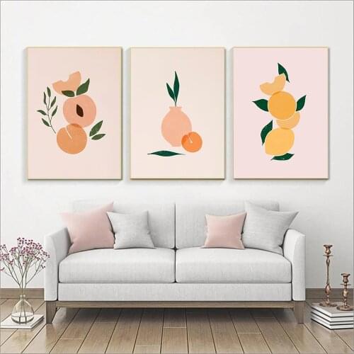 Boho Peach Fruit Apricot Poster Minimalist Kitchen Wall Art Print Lemon Canvas Painting Modern Picture Dining Room Decoration