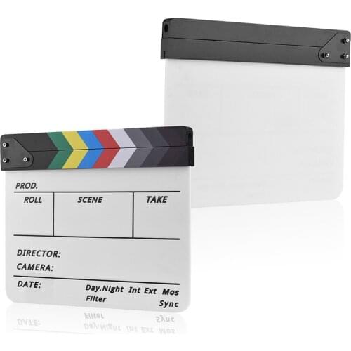 Professional Acrylic Clapboard TV Film Movie Director Cut Action Scene Clapper Board Slate With Marker Pen Eraser
