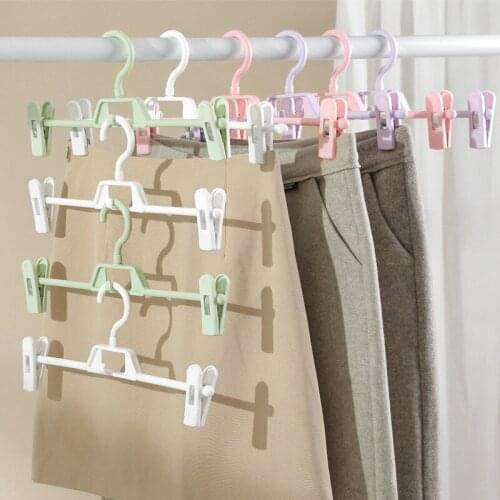 10pcs Adjustable Plastic Pant Skirt Hanger With Clip bra Clothespin Bra Underwear Panties Clip Clothes Hanger Rack Space Saving