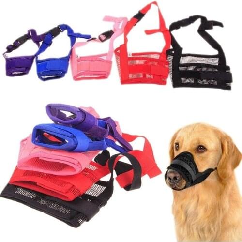 Pet Dog Adjustable Mask Mesh Breathable Muzzles Small Large Dog Mouth Muzzle Anti Bark Bite Chew 1PC Dog Training Products