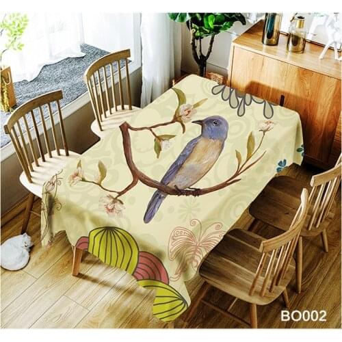 Wedding Home Dining Table Cover Tea Table Cloth Flower Peacok Bird Love Decorative Tablecloth Waterproof Thicken Rectangular