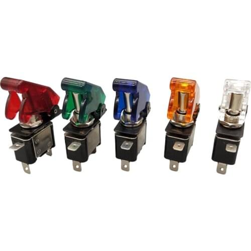 Auto Car Boat Truck Illuminated Led Toggle Switch with Safety Aircraft Flip Up Cover Guard Red Blue Green Yellow White 12V20A