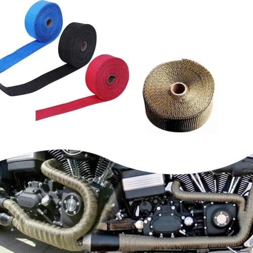 Car Motorcycle Exhaust Pipe Wrap Insulation Heat-Proof Strip with 4 Steel Ties