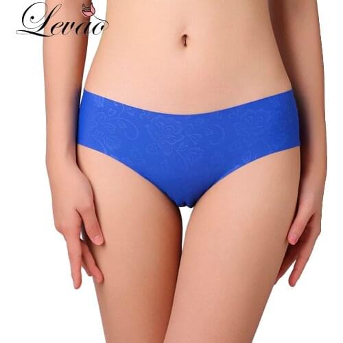 LEVAO Womens Ice Silk Floral Print Underwear Panties Ladies Cute Seamless Soft Slip Sexy Low-Rise Ultra-Thin Lingerie Briefs
