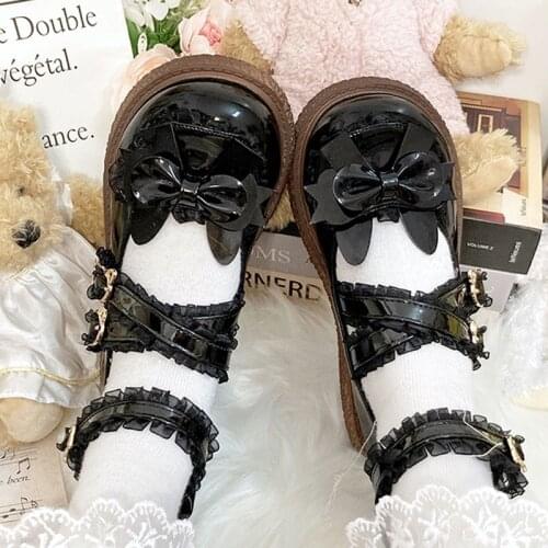 Kawaii Butterfly Bowknot Cute Lolita Shoes Womens Japanese Loli Sweet Girls Tea Party Dress Shoe Gothic Flats Big Size 41 42 43