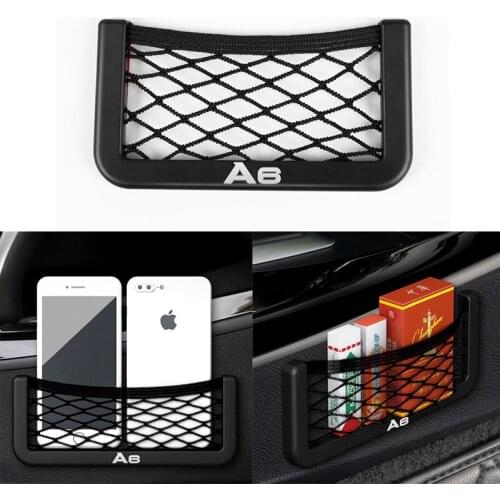 Universal Car Seat Side Back Storage Net Bag for Audi A6 Phone Holder Pocket Organizer Stowing Tidying