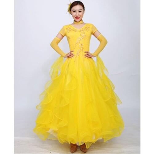 Spring and summer ballroom dance modern dance skirt short-sleeved costumes waltz ballroom dance dress competition dress skirt sw