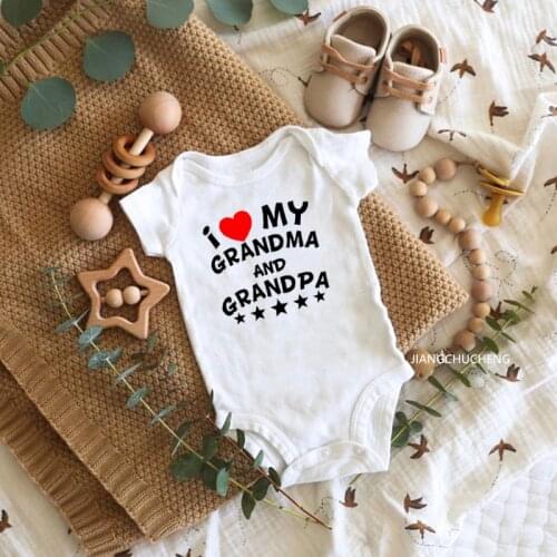 Funny Newborn Baby Bodysuit I Love My Grandma And Grandpa Printed Short Sleeve Romper Jumpsuit Body Baby Boy Girls Onesie