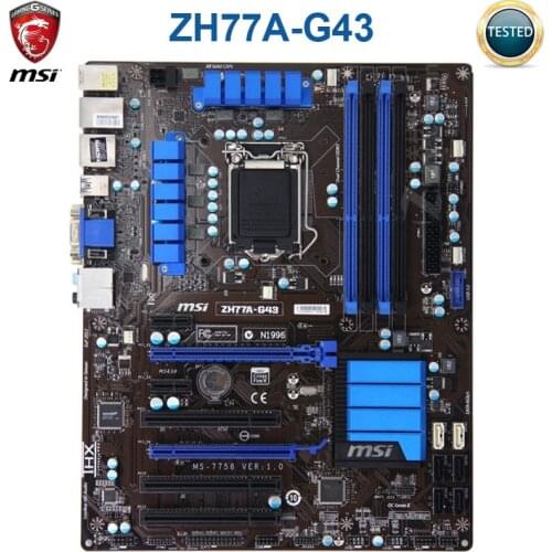 MSI ZH77A-G43 original motherboard DDR3 LGA 1155 for I3 I5 I7 CPU 32GB USB3.0 SATA3 H77 Mainboard DDR3 1155