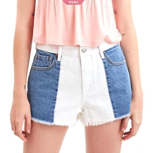 Womens Jeans high Waist High Stretch Stitching Denim Shorts Autumn New all-match Streetwear Retro Fashion Pants