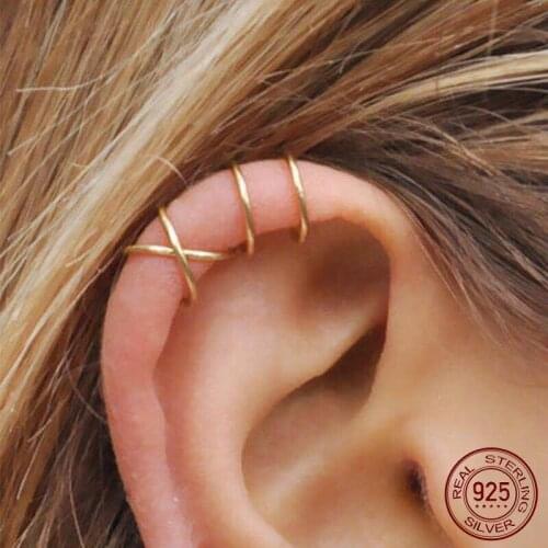 La Monada Layer Clip On Earrings Women Cross Fake Piercing Silver 925 Fashion Jewelry Earrings For Women Korean Ear Cuff