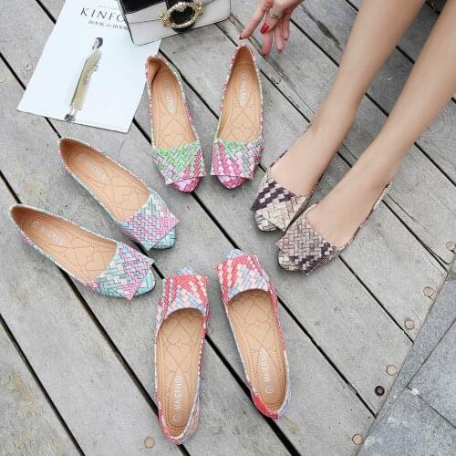 2021 Ins Woman multicolor weave flats loafers knitted moccasins slip on shallow mixed colors sneaker shoes women plus size 36-45