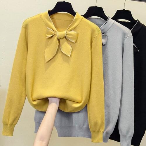 Women Winter Warm Argyle Sweater and Pullovers Oversized Sequined Knitwear Sweater Jumpers plus size bow thick jersey mujer