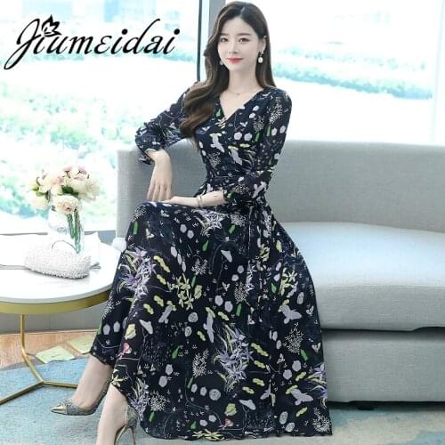 JiuMeiDai Women Summer Elegant A-Line Dress Office Lady Party Print Robe Femme Vintage Designer Sexy Party Clothing Vestidos