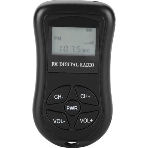 SOONHUA LCD Display Personal Radio Mini Radio Portable Digital Radios with Earphones and Lanyard