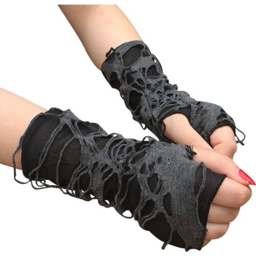 1Pair Sexy Winter Warm Personality Gloves Gothic Black Fingerless Long Glove Halloween Funny Punk Rock Gloves Mittens Present