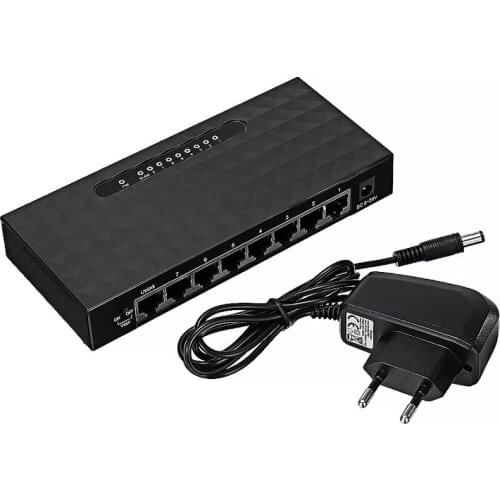 1PC 8 Port 10/100 Mbps Fast Ethernet LAN Desktop RJ45 Network Smart Switcher W/ USB Cable For Switch Hub Adapter