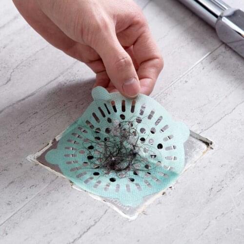 10Pcs Bathroom Disposable Hair Anti-Blocking Floor Drain Filter Sewer Hair Filter Sticker Kitchen Sink Strainer Filter Water