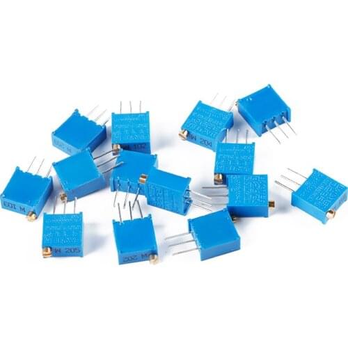 10PCS 3296W 3296 50 100 200 500 Ohm 1K 2K 5K 10K 20K 50K 100K 200K 500K 1M Ohm 103 100R 200R 500R Trimpot Trimmer Potentiometer