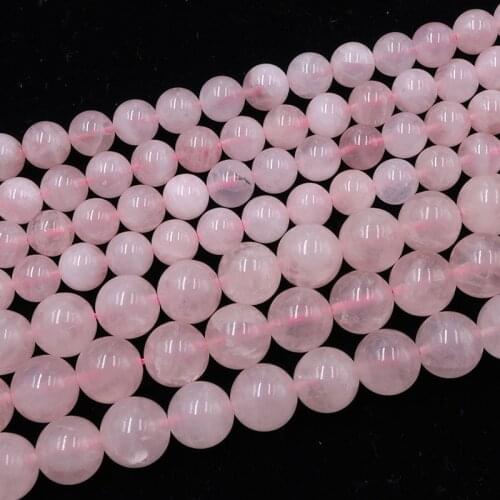 100% Natural rose quartz stone pink crystal loose beads smooth round charm For Jewelry Making DIY women Bracelet necklace
