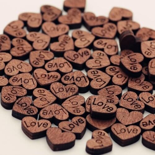 100PCS Love Heart Wooden DIY Laser Cut Embellishment Craft Decor Ornaments Wedding