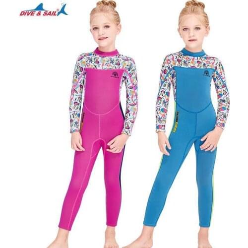 2.5MM Full Body Neoprene Scuba Jellyfish Surfing Wetsuit For Girls Patchwork Spearfishing Warm Diving Suit Children SwimWear