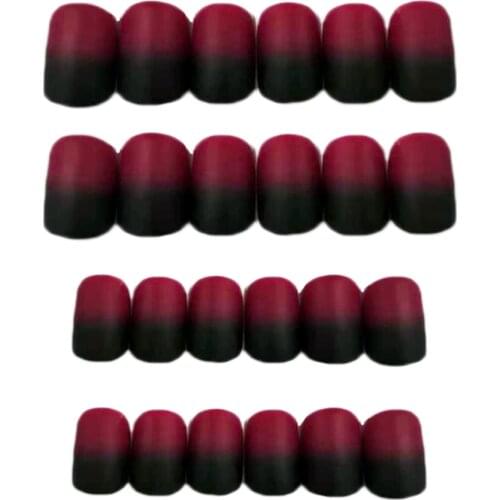 24pcs Simple Gardient Red Black Short Length Square Full Cover Matte False Nails