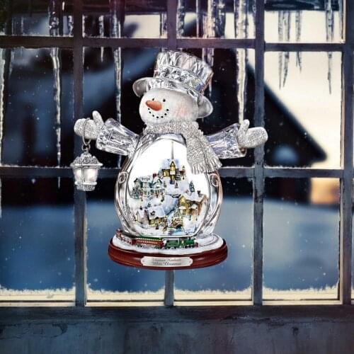 3D Christmas Tree Snowman Window Stickers Village Houses Winter House Santa Claus Snowman Creative Wall Stickers For Home