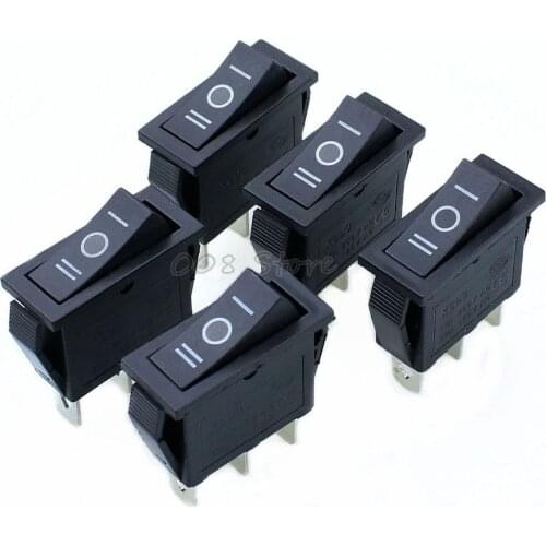 5 pcs x AC 15A 250V /20A 125V 3 Pin SPDT KCD3 ON-OFF-ON 3 Position BLACK Boat Rocker Switch