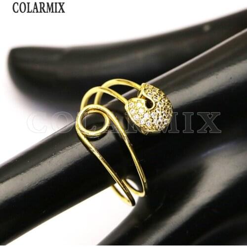 8 Pcs New design Round Clip rings Zircon rings Open rings jewelry Rings jewelry rings Gold color rings women Rings51339