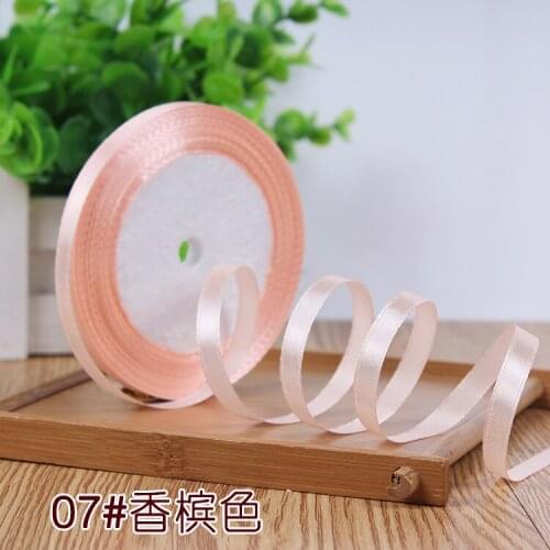 Pretty 25 Yards 6mm Champagne color Single Face Satin Ribbons gift wrapping decoration ribbons belt Gift Scrapbooking Supplies
