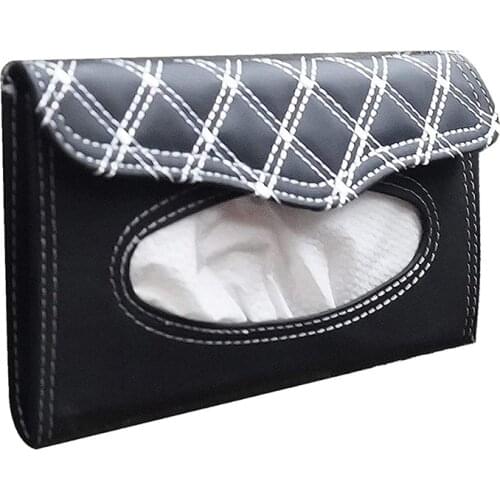 Car Visor Tissue Holder Mask Holder Tissue Box PU Leather Crystals Seatback Tissue Case Napkin Holder Car Accessories