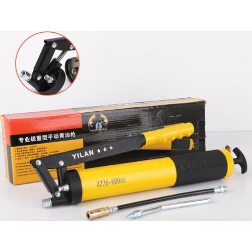 Car Hand Grease Gun 8236 Yellow Carton Pack Oil Pump 600CC Hand Grease Lubrication Heavy Duty Lever Auto Trucks Boats