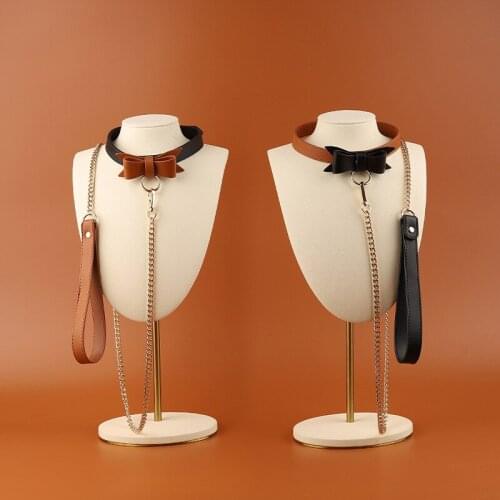 BDSM Leather Choker Collar Clamp Clip Chain Couple SM Sex Toys For Woman Sex Tools For Couples Adult Games Sexy Accessories