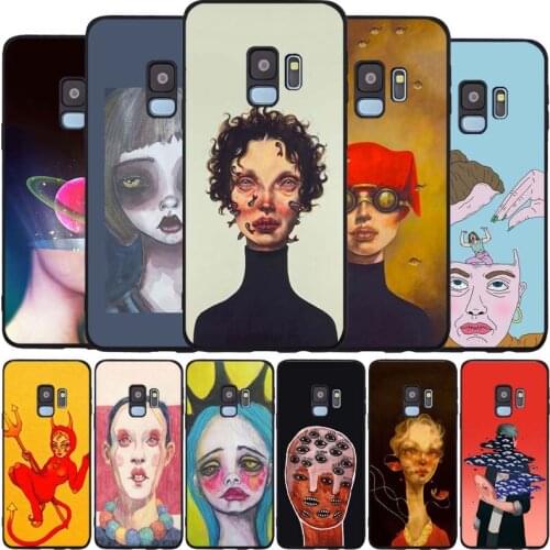 Weird aesthetic art black Soft phone Case For Samsung S20 S10 S9 S8 S7 edge Plus Lite Note 8 9 10 A6 A7 A8 A9 2018 Cover