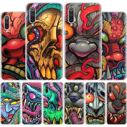 Japanese Horror Mask Evil Spirit Cover Phone Case For Xiaomi Redmi Note 10 9 9S 8T 8 7 6 5 9A 6A 7A 8A 9C K20 S2 Pro Luxury Soft