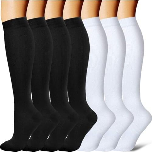 7 Pairs Compression Stocking Women Knee High 30mmHg Edema Diabetes Varicose Veins Running Sports Travel Sport Compression Socks