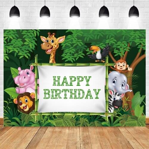 Yeele Baby Birthday Photography Backdrop Photocall Jungle Animals Kids Portrait Party Decor Background Photo Studio Photographic
