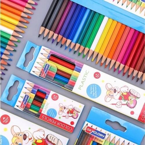 6/12/18/24 Color Kawaii Color Pencils Cute Wooden Colored Pencil Set Wood Color Pencil for Kid School Graffiti Drawing Painting