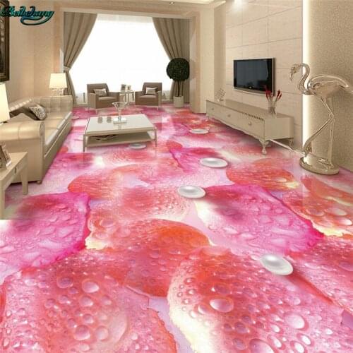Beibehang Large custom 3D petals pearl water drop plants floral floor painting room bedroom bathroom home decoration