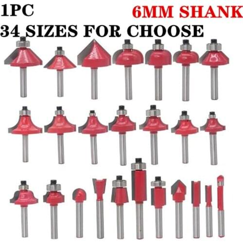 1pc 6mm Shank Classical Corner Round Cove Box Router Bits C3 Carbide Cleaning Flush Trim Wood Router Bit Straight End Mills