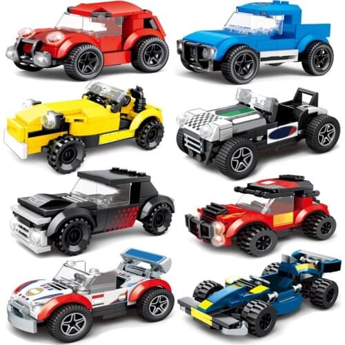 City Speed Champions Car Building Blocks Racing Sport Auto Car Super Racers Man Bricks Construction Toys For Children