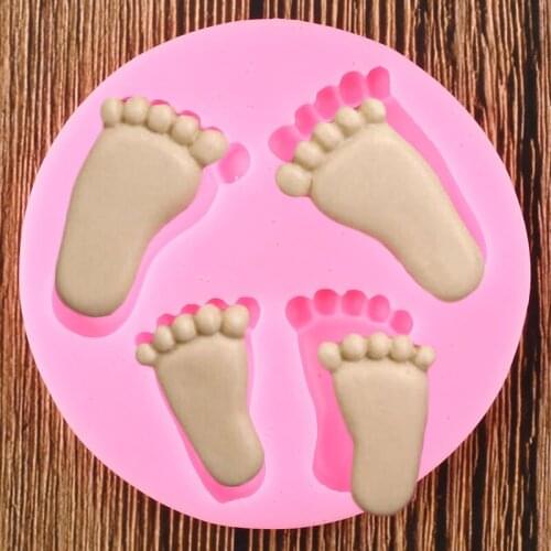 Cute Baby Feet Silicone Molds DIY Party Cupcake Topper Fondant Cake Decorating Tools Candy Clay Chocolate Gumpaste Moulds