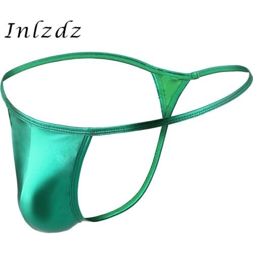 Mens Erotic Lingerie Underwear Shiny Metallic Low Rise Bulge Pouch Panties T-Back Sexy G-string Thongs Bikini Briefs