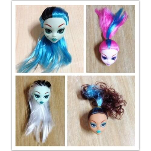 Soft Plastic Colorful Demon Monster Doll Head with Wig Hair DIY Doll Accessories For Monster High Doll For 1/6 BJD Dollhouse Toy