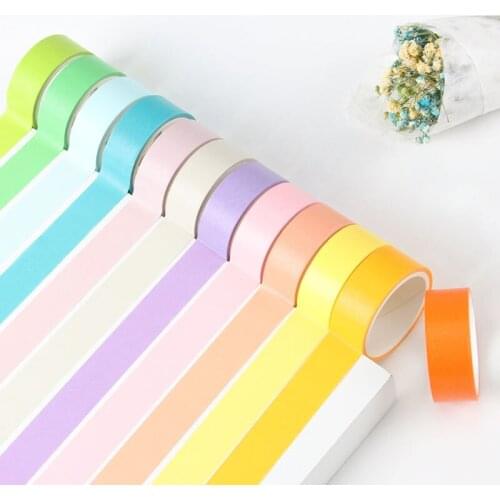 12 pcs/lot Kawaii Color Washi Tape Set Cute Macaron Masking Tape Scrapbooking DIY Decorative Adhesive Tape Japanese Stationery