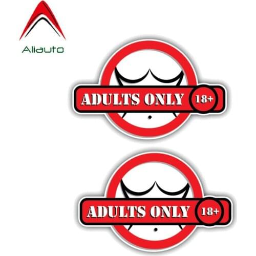 Aliauto 2 X Warning Car Stickers Adults Only 18 Years Old Reflective Accessories PVC Decal for Hyundai Creta VW Beetle,10cm*6cm