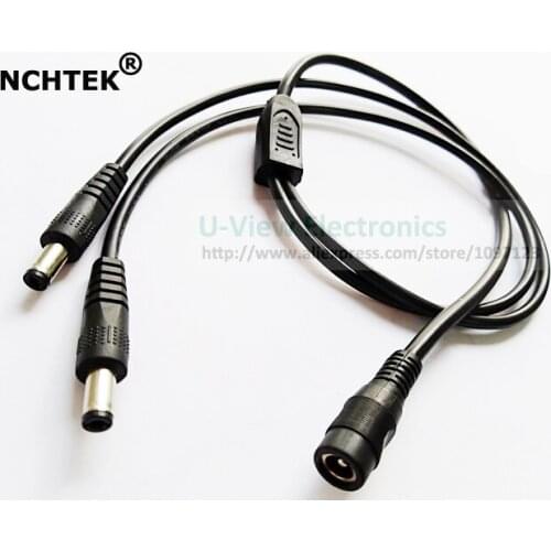 NCHTEK DC 5.5x2.1mm Female to Dual DC 5.5x2.1mm Male Plug CCTV Connector Adapter Cable About 70CM/Free DHL Shipping/100PCS
