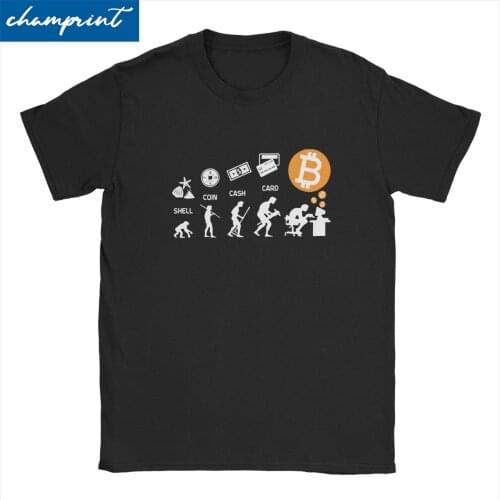 Novelty The Evolution Of Money Funny Bitcoin T-Shirts for Men Women Round Neck T Shirt Tee Shirt New Arrival Clothes